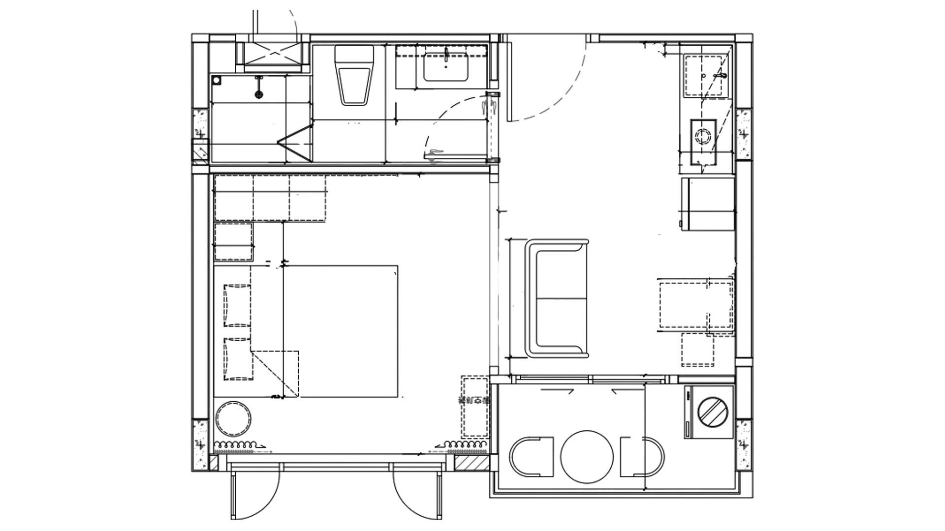 Планировка квартиры 1 спальня в ЖК One World One Home Condominium № 11006