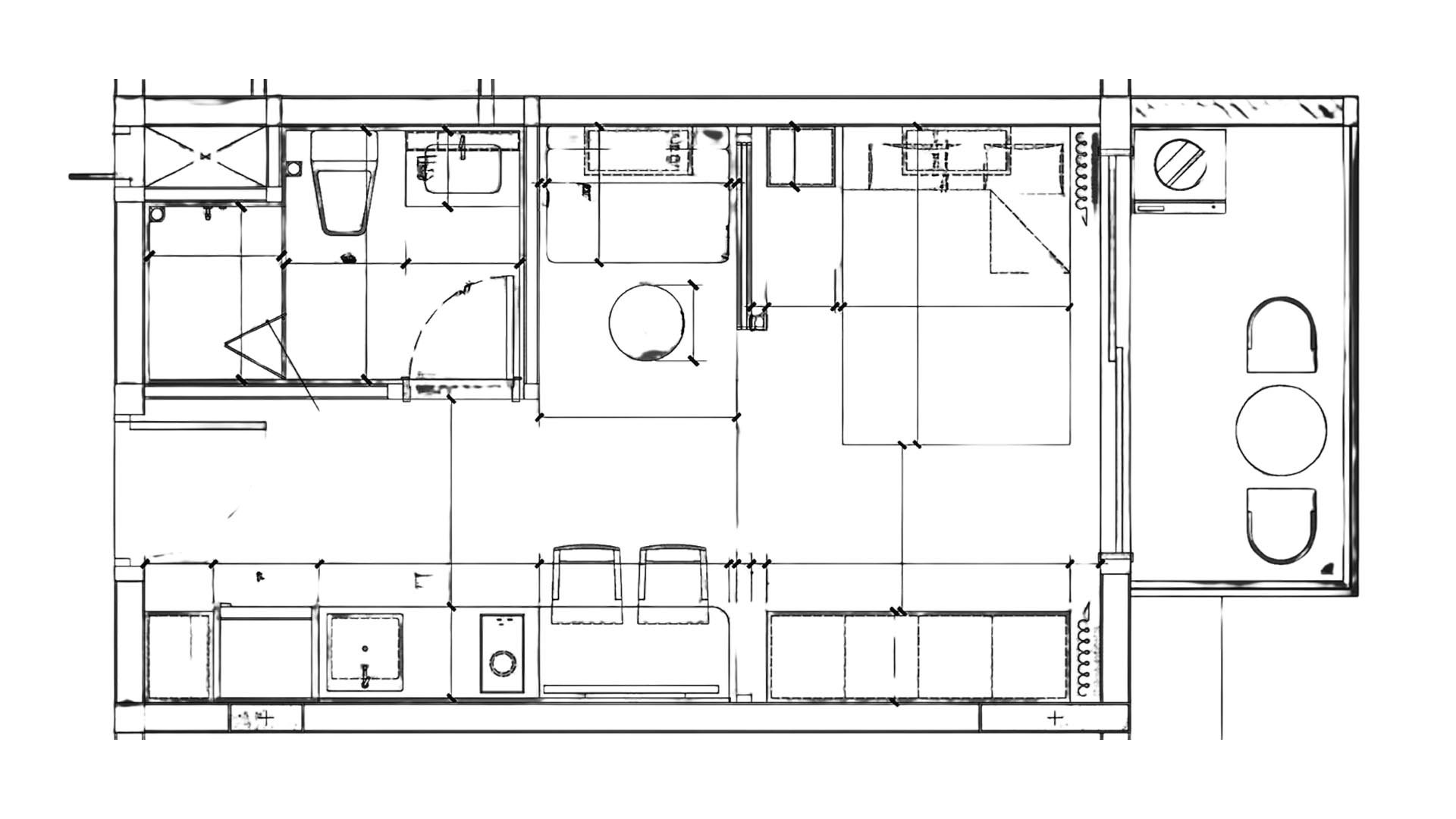 Планировка квартиры 1 спальня в ЖК One World One Home Condominium № 11007