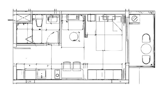 Планировка квартиры 1 спальня в ЖК One World One Home Condominium № 11007 (2D)
